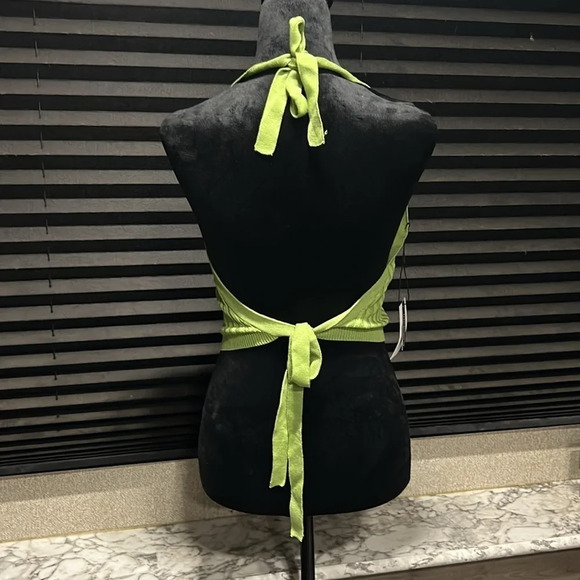 Callahan Knitwear Women’s Greta Ribbed‎ Tie Neck Halter w Open Back SZ Large NWT - Picture 5 of 9